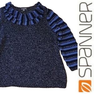 XL Spanner Striped Sweater Sport Purple Black Stripe Sparkle Sweater